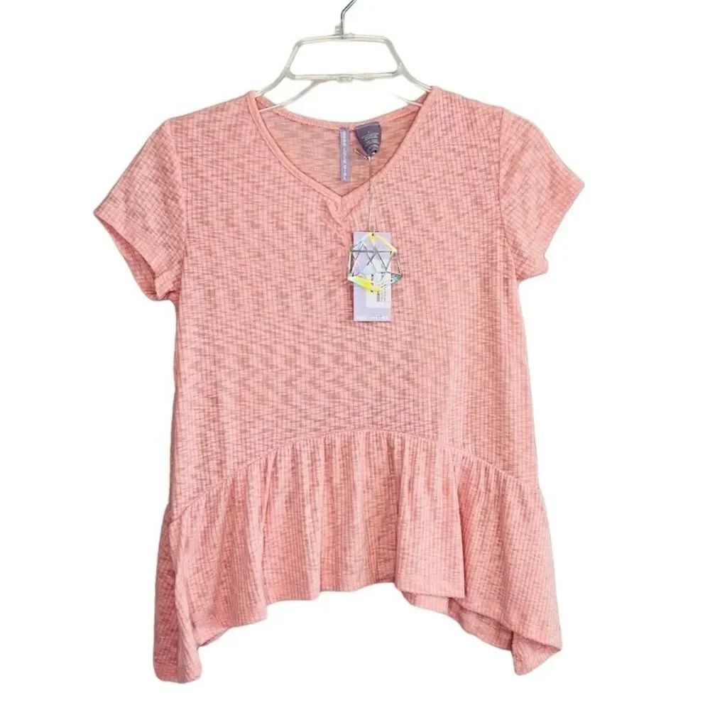 Good Luck Girl Vintage Pink Cinched Front Waterfall Tee Size Large